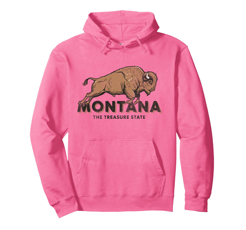 Montana Buffalo Distressed Western Hoodie - Streetwear Style Men Women - T-Shirt, Sweatshirt, Hoodie