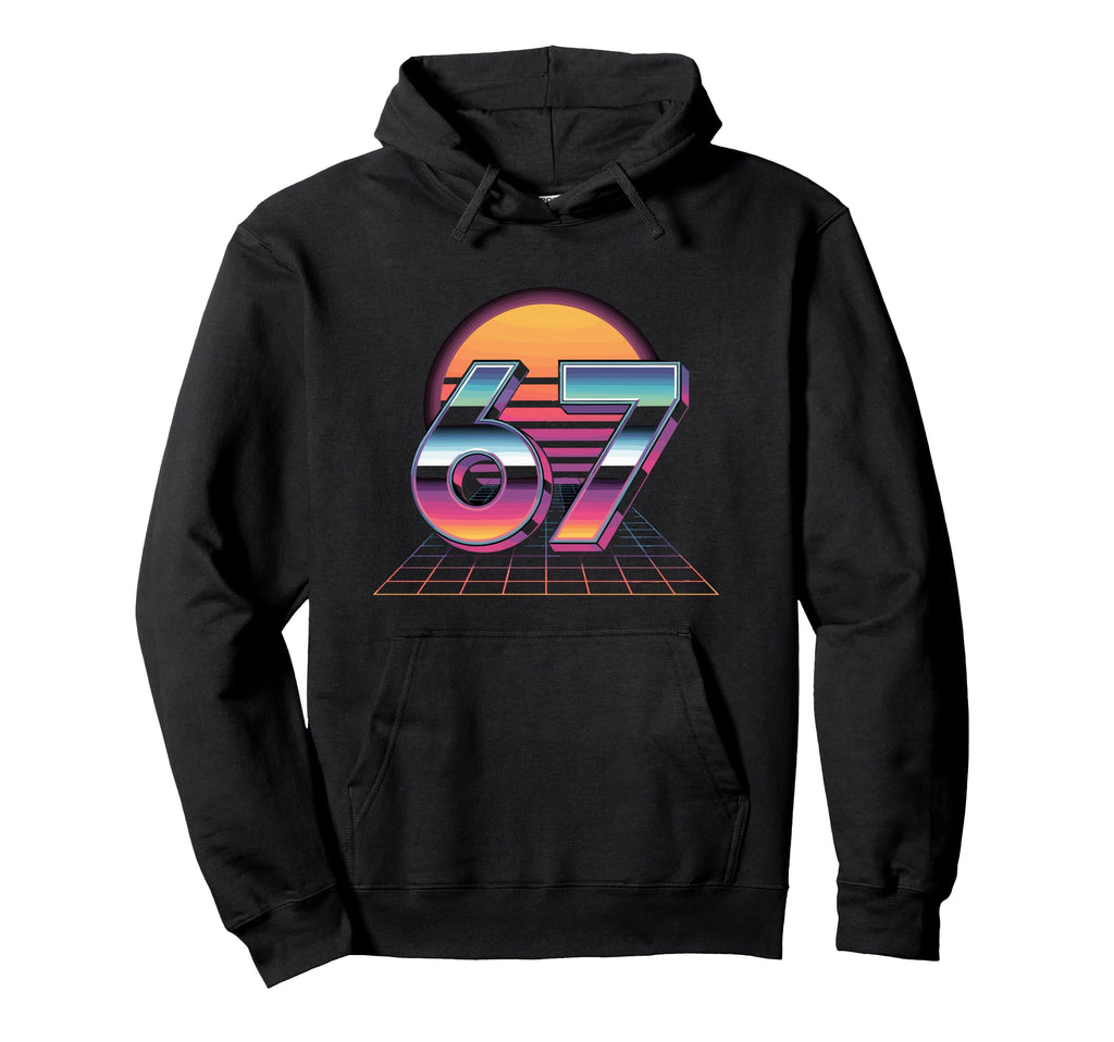 6 7 Synthwave Neon 1980S Vaporwave Hoodie - Fun Novelty Design Men Women - T-Shirt, Sweatshirt, Hoodie
