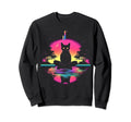 Synthwave Cat Samurai Mediation Sweatshirt - Unique Graphic for Adults - T-Shirt, Sweatshirt, Hoodie