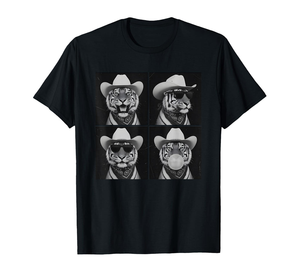 Photobooth Tiger Selfie Cowboy T-Shirt - Casual Everyday Wear Men Women - T-Shirt, Sweatshirt, Hoodie