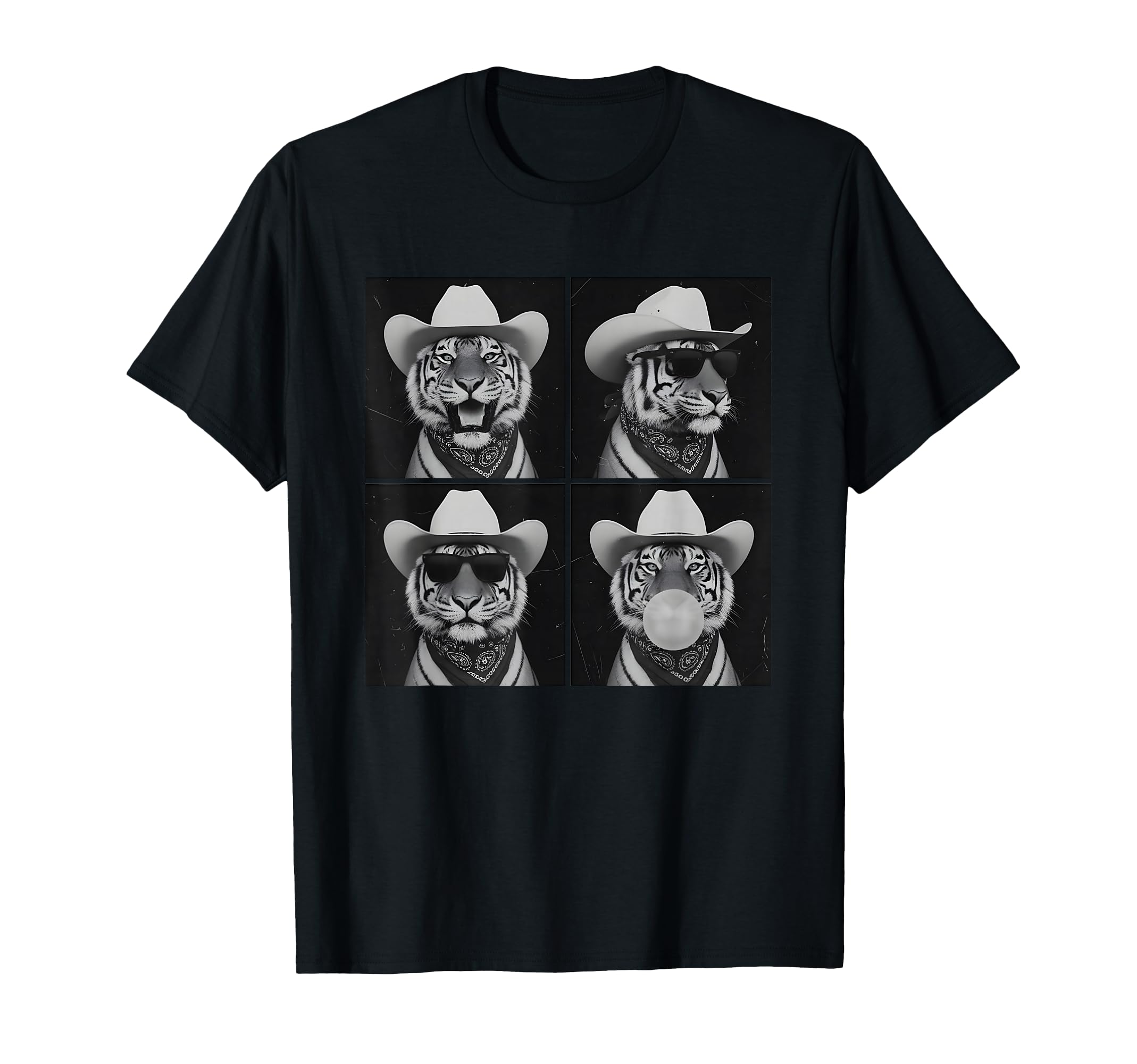Photobooth Tiger Selfie Cowboy T-Shirt - Casual Everyday Wear Men Women - T-Shirt, Sweatshirt, Hoodie