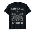 Anti Social Butterfly White Line Art T-Shirt - Unique Graphic Unisex - T-Shirt, Sweatshirt, Hoodie