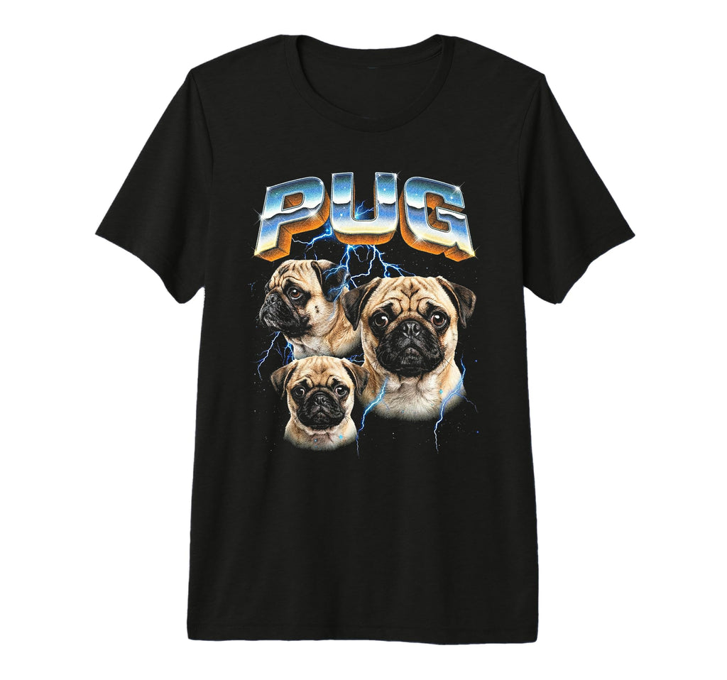 Pug 80S Dog Lover Funny 90S Tri Blend T-Shirt - Custom Art Print for Adults - T-Shirt, Sweatshirt, Hoodie