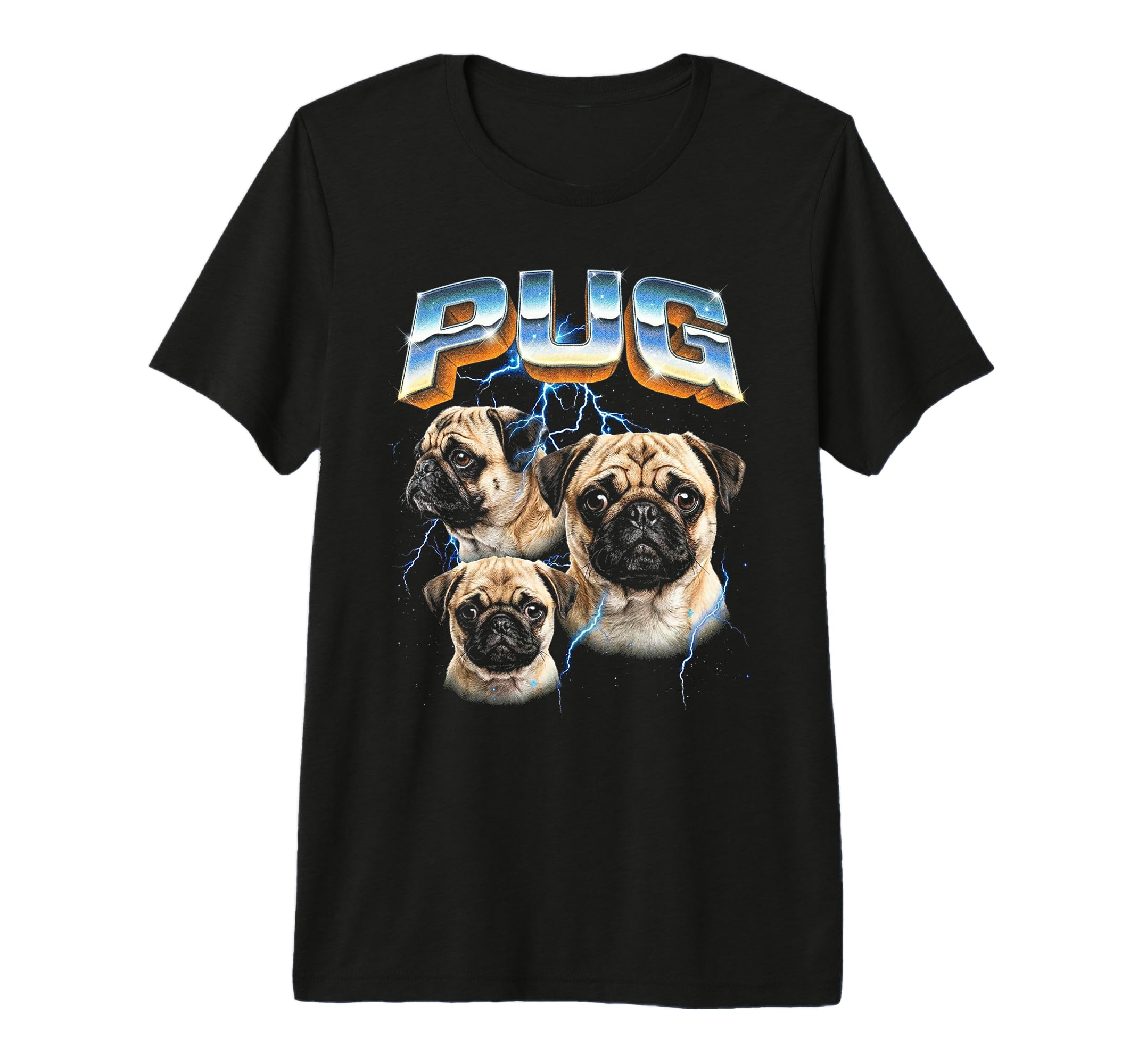 Pug 80S Dog Lover Funny 90S Tri Blend T-Shirt - Custom Art Print for Adults - T-Shirt, Sweatshirt, Hoodie