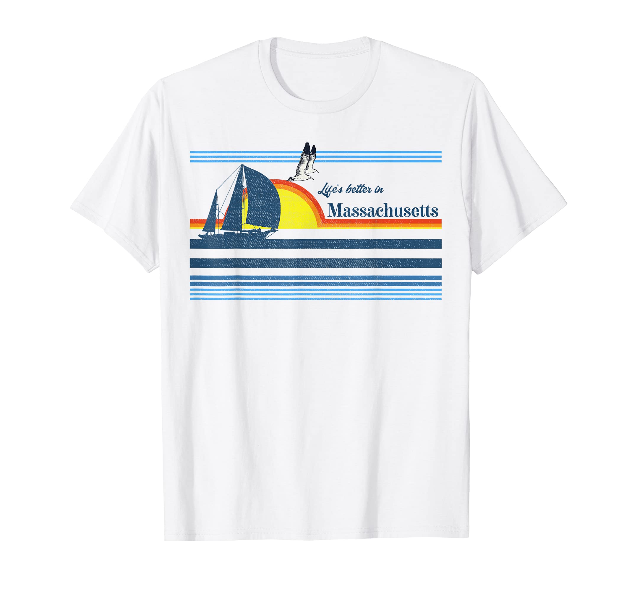 Massachusetts Beach 70S 80S Sailing T-Shirt - Streetwear Style for Adults - T-Shirt, Sweatshirt, Hoodie