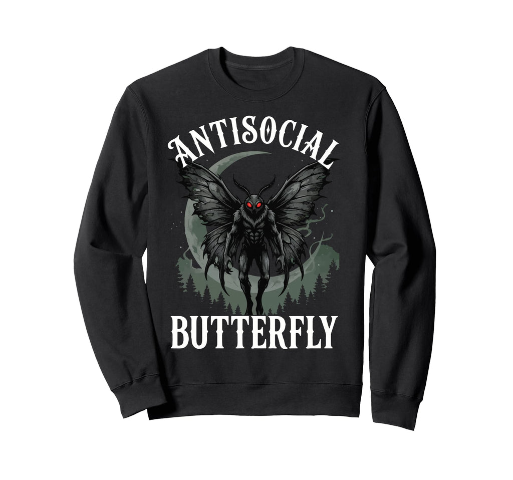 Antisocial Butterfly Sweatshirt - Minimalist Print Men Women - T-Shirt, Sweatshirt, Hoodie