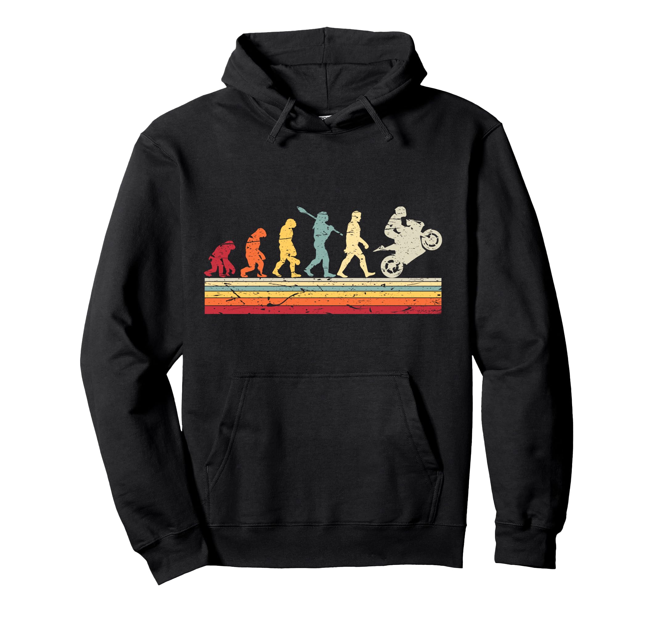 Motorcycle Evolution Human Biker Hoodie - Casual Everyday Wear Men Women - T-Shirt, Sweatshirt, Hoodie