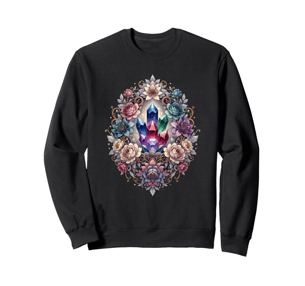 Colorful Crystal Cluster Surrounded Sweatshirt - Graphic Print Men Women - T-Shirt, Sweatshirt, Hoodie