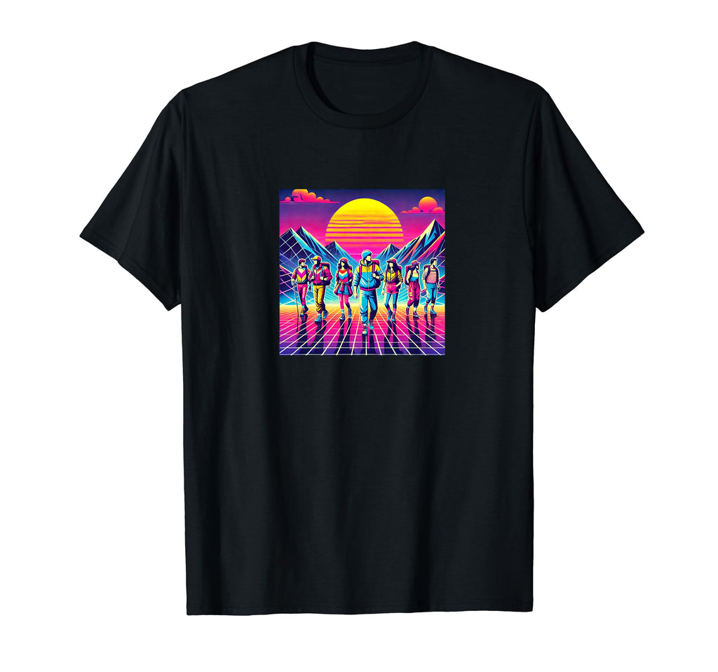 Colorful Synthwave 80S Hiking T-Shirt - Novelty Apparel for Adults - T-Shirt, Sweatshirt, Hoodie