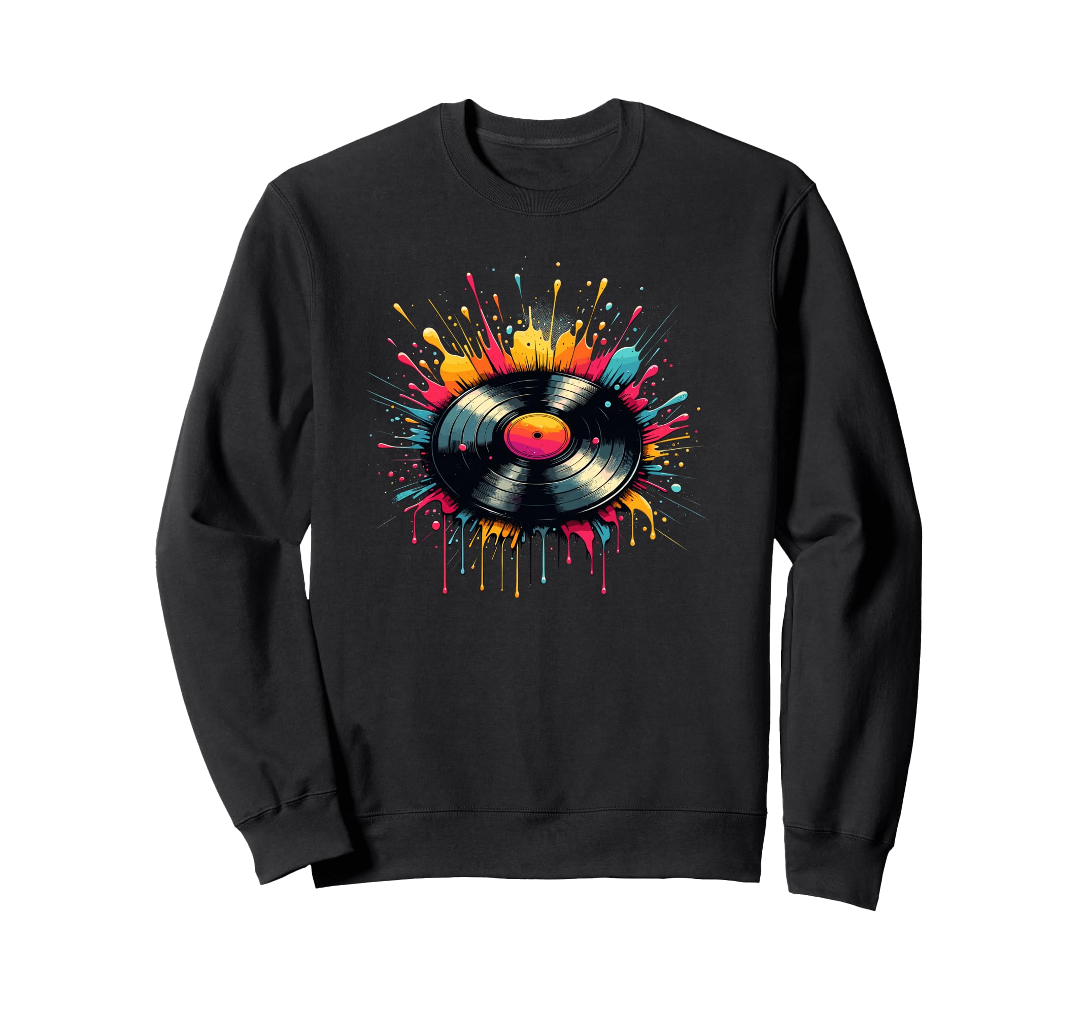 Splash Art Vinyl Disc Record Player Sweatshirt - Trendy Graphic for Adults - T-Shirt, Sweatshirt, Hoodie