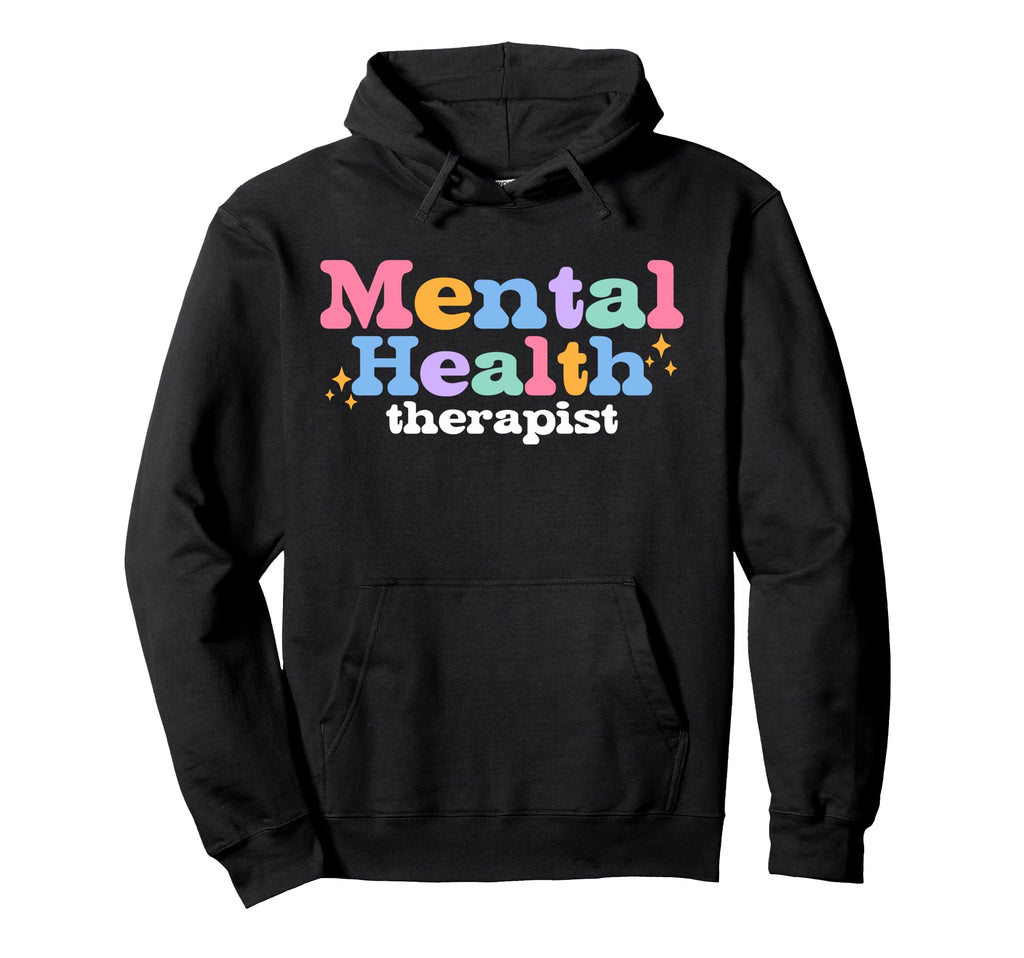 Mental Health Therapist Boho Groovy Hoodie - Aesthetic Graphic Men Women - T-Shirt, Sweatshirt, Hoodie