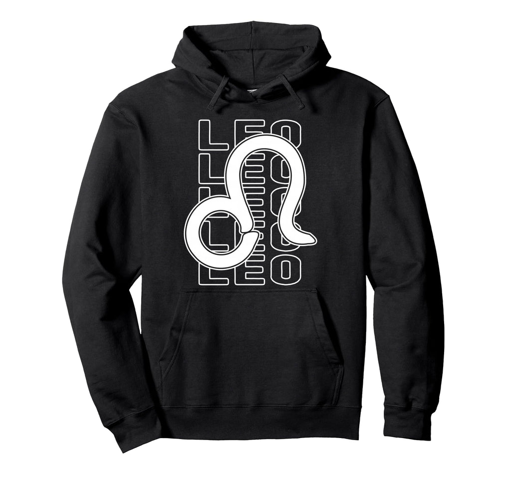 Leo Zodiac Sign Typography Astrology Hoodie - Unique Graphic Men Women - T-Shirt, Sweatshirt, Hoodie