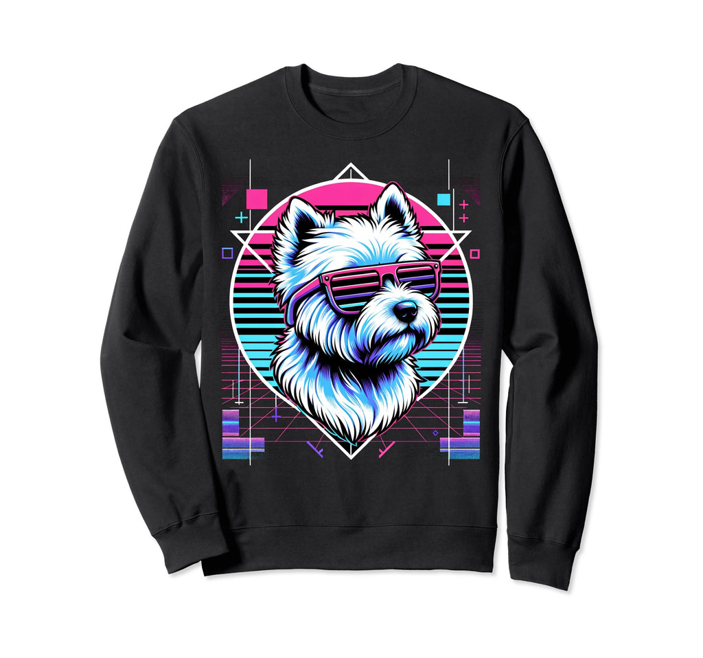 Vaporwave Synthwave Westie West Sweatshirt - Fun Novelty Design for Adults - T-Shirt, Sweatshirt, Hoodie