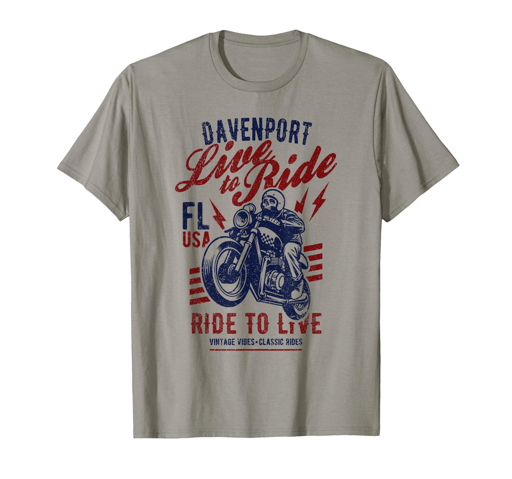 Davenport Florida Usa Motorcycle Skull T-Shirt - Trendy Graphic Unisex - T-Shirt, Sweatshirt, Hoodie
