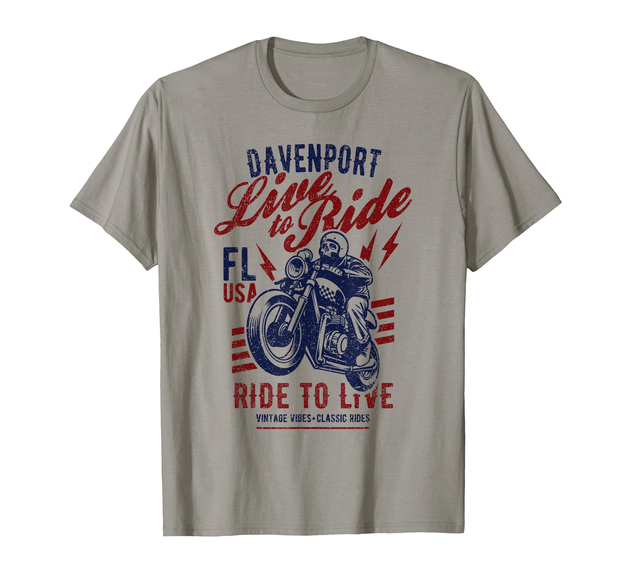 Davenport Florida Usa Motorcycle Skull T-Shirt - Trendy Graphic Unisex - T-Shirt, Sweatshirt, Hoodie