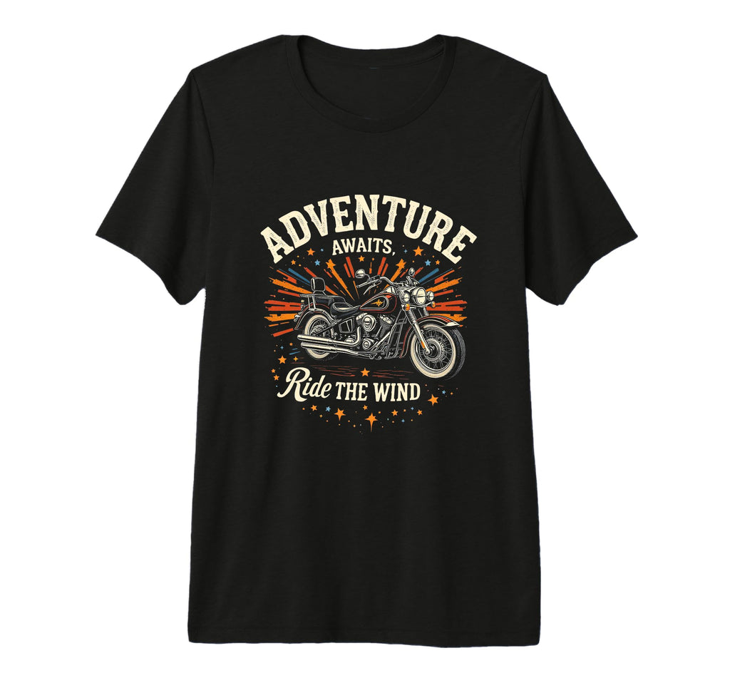 Adventure Awaits Ride Wind Motorcycle T-Shirt - Graphic Print for Adults - T-Shirt, Sweatshirt, Hoodie