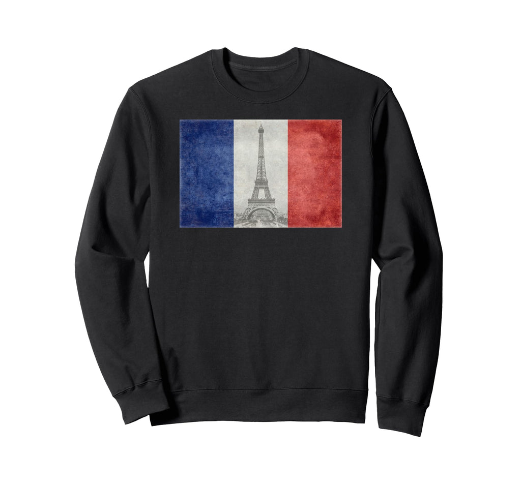 French Flag Postcard Eiffel Tower Sweatshirt - Graphic Print Men Women - T-Shirt, Sweatshirt, Hoodie
