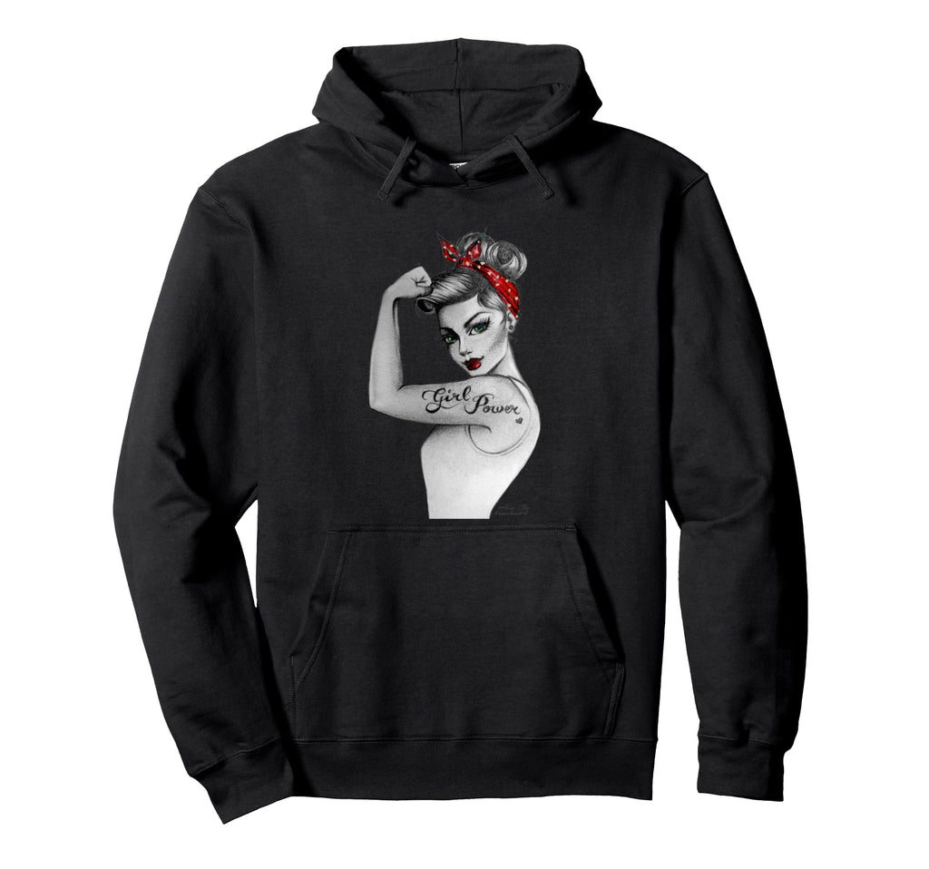 Power Feminist Art Rosie Riveter Hoodie - Aesthetic Graphic Men Women - T-Shirt, Sweatshirt, Hoodie