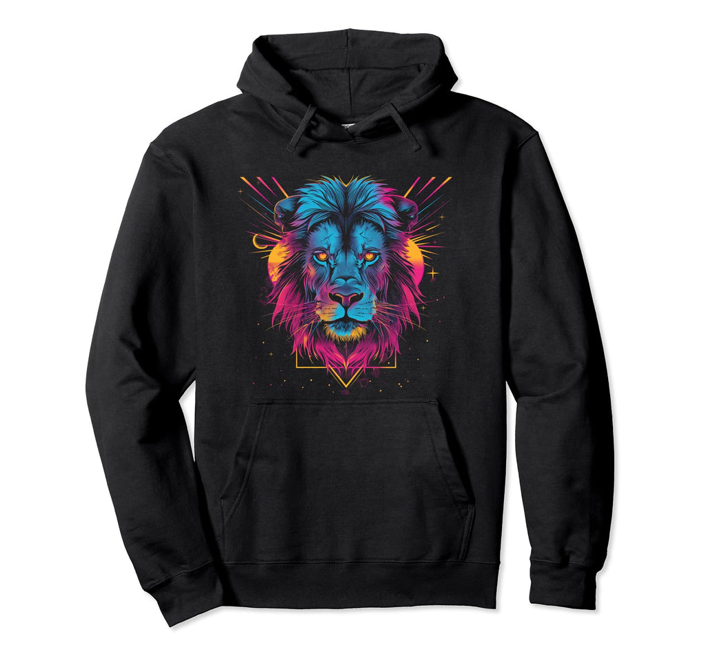 Lion Vaporwave Aesthetic Synthwave 80S Hoodie - Aesthetic Graphic Unisex - T-Shirt, Sweatshirt, Hoodie