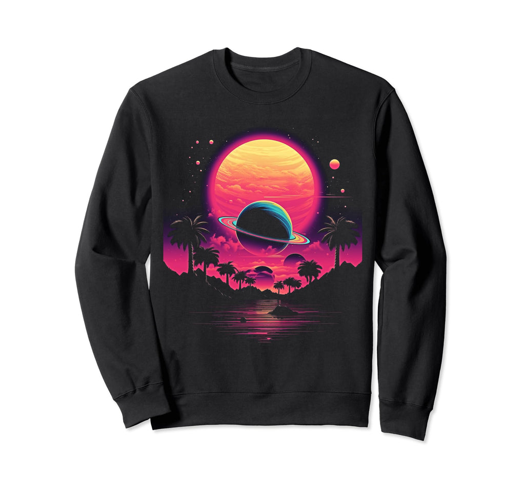 Vaporwave Solar System 80S Sweatshirt - Custom Art Print Men Women - T-Shirt, Sweatshirt, Hoodie