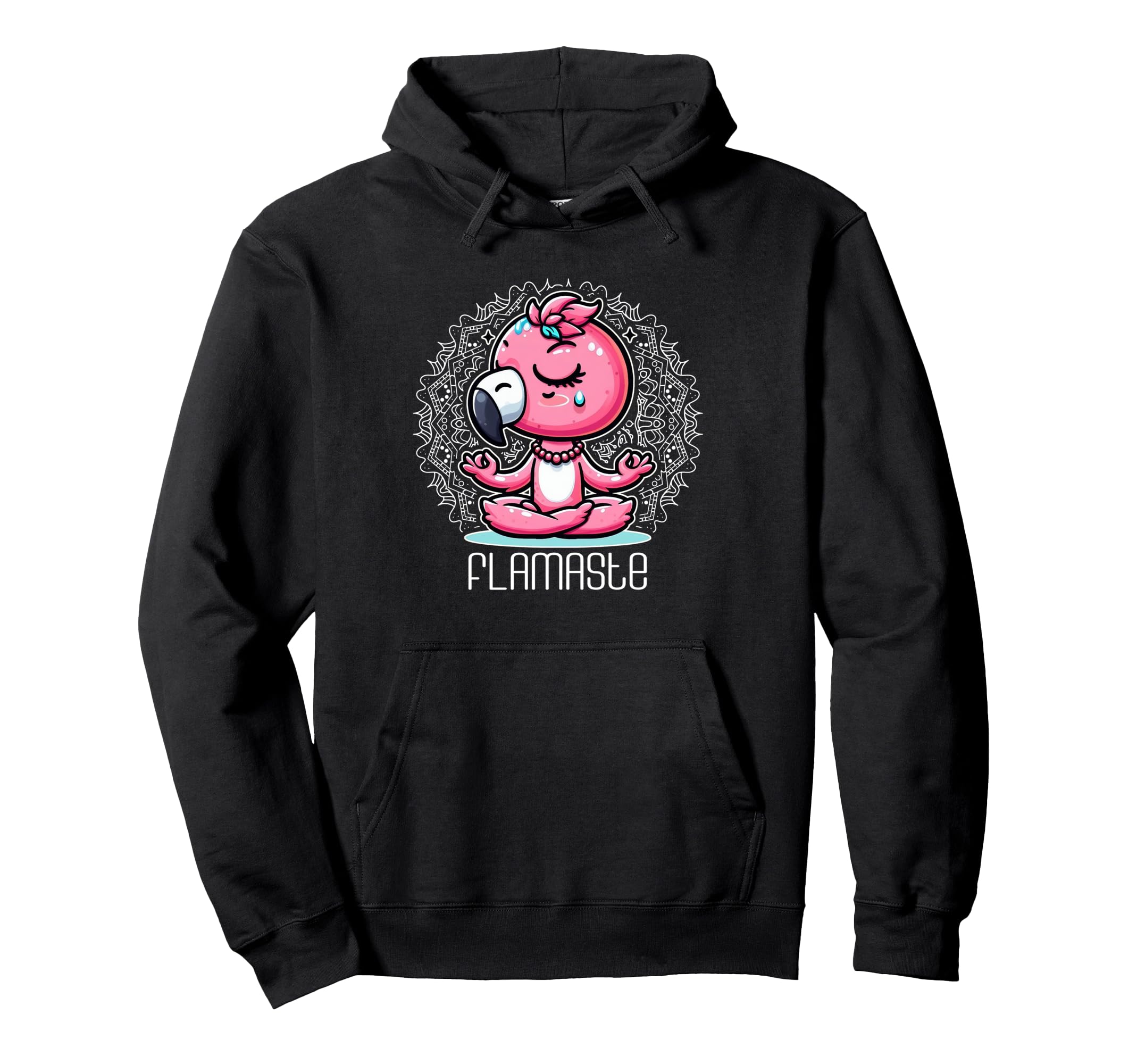 Flamaste Funny Flamingo Yoga Meditation Hoodie - Graphic Print for Adults - T-Shirt, Sweatshirt, Hoodie