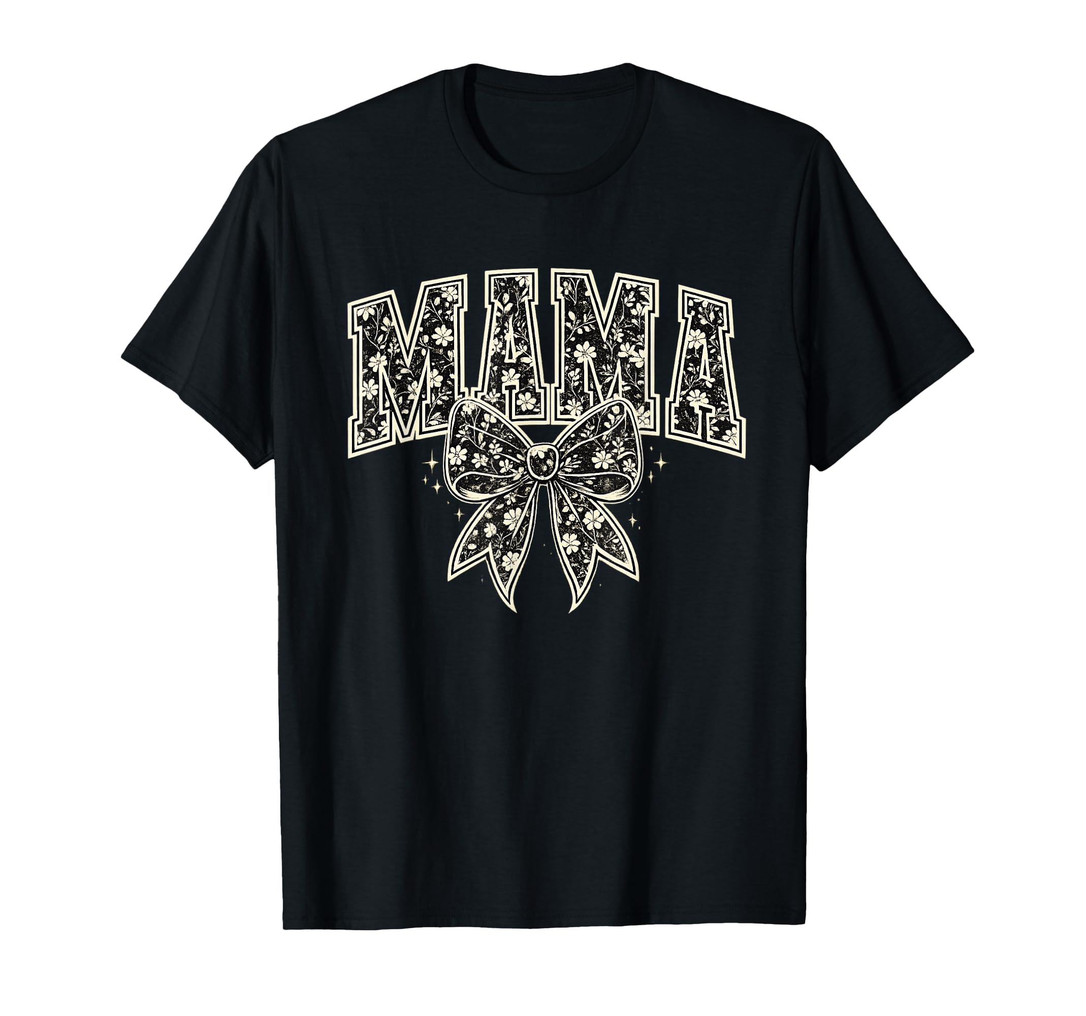 Mama Floral Bow Varsity Typography T-Shirt - Fun Novelty Design Unisex - T-Shirt, Sweatshirt, Hoodie