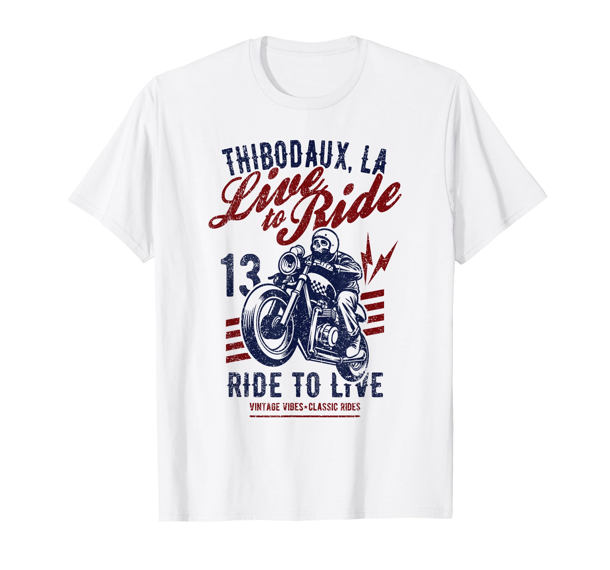 Thibodaux Louisiana Motorcycle Skull T-Shirt - Novelty Apparel Men Women - T-Shirt, Sweatshirt, Hoodie