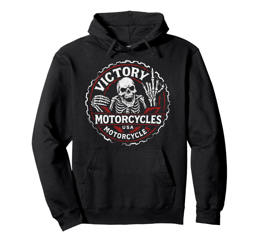 American Motor Cycles Victory Usa Skeleton Hoodie - Novelty Apparel Unisex - T-Shirt, Sweatshirt, Hoodie