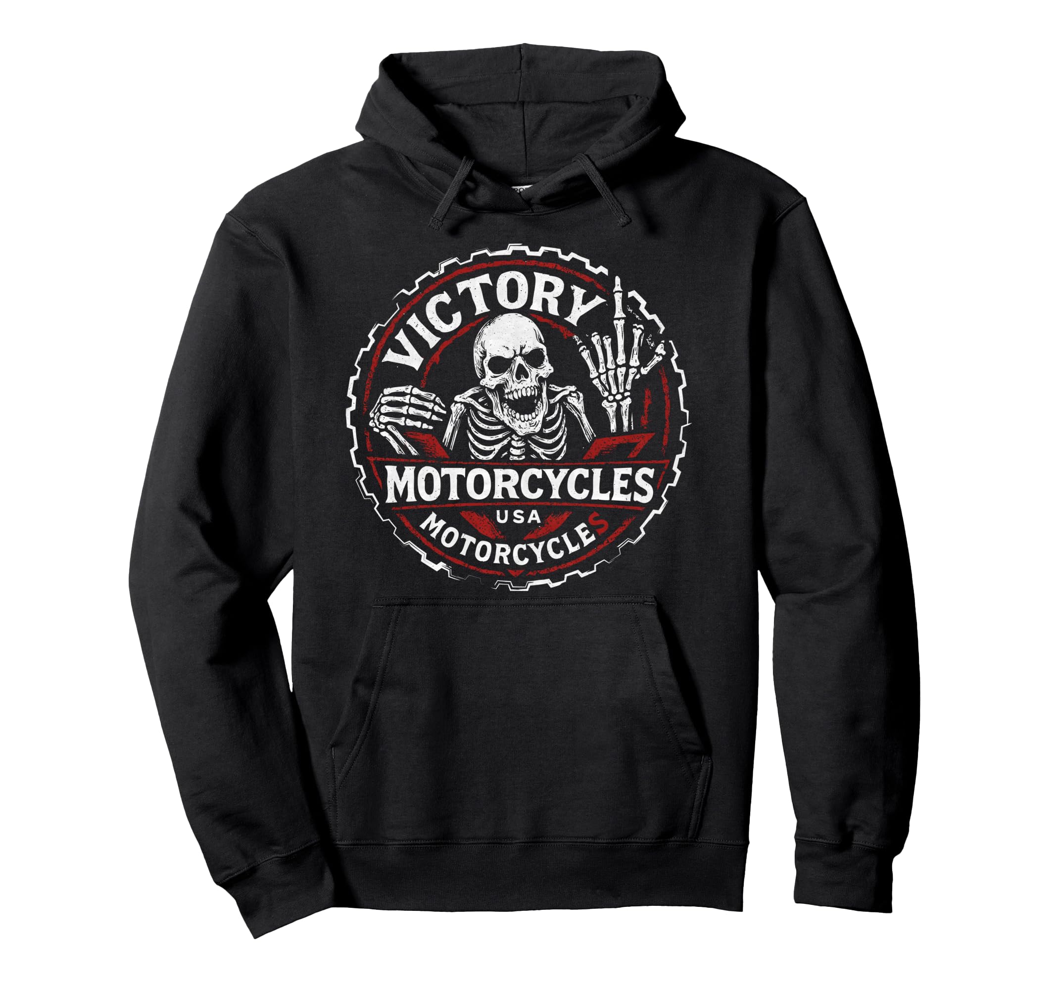 American Motor Cycles Victory Usa Skeleton Hoodie - Novelty Apparel Unisex - T-Shirt, Sweatshirt, Hoodie