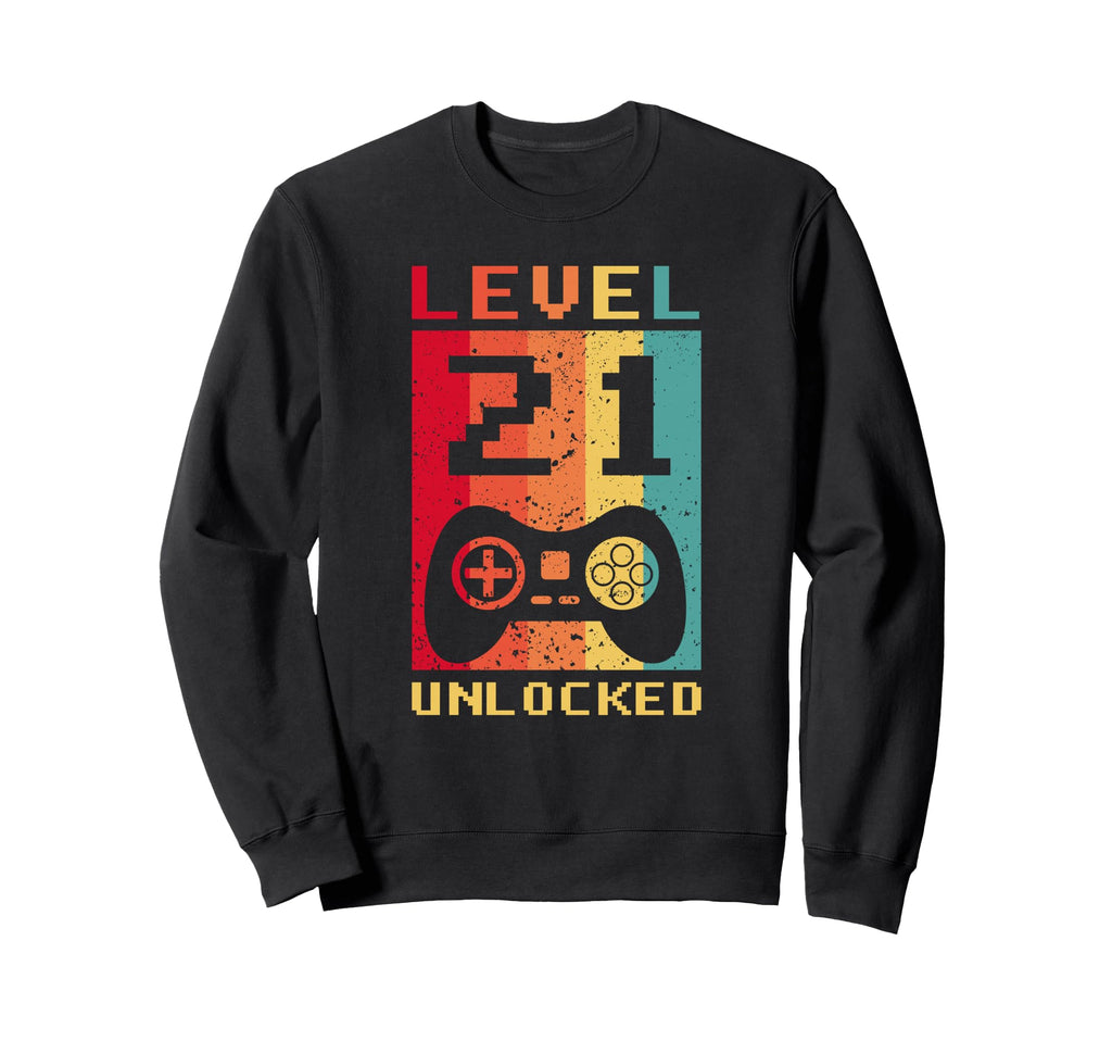 Level 21 Unlocked Gamer Controller Sweatshirt - Unique Graphic Men Women - T-Shirt, Sweatshirt, Hoodie