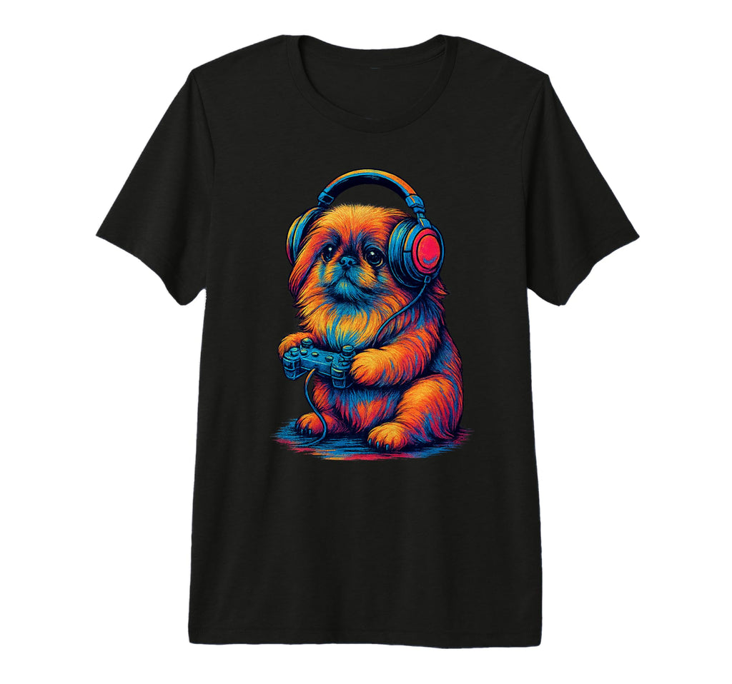 Pekingese Gamer Gaming Dog Lover Tri T-Shirt - Minimalist Print for Adults - T-Shirt, Sweatshirt, Hoodie