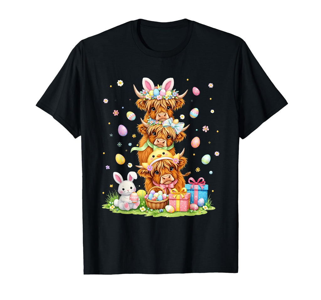 Coquette Western Highland Cow Easter T-Shirt - Casual Everyday Wear Unisex - T-Shirt, Sweatshirt, Hoodie