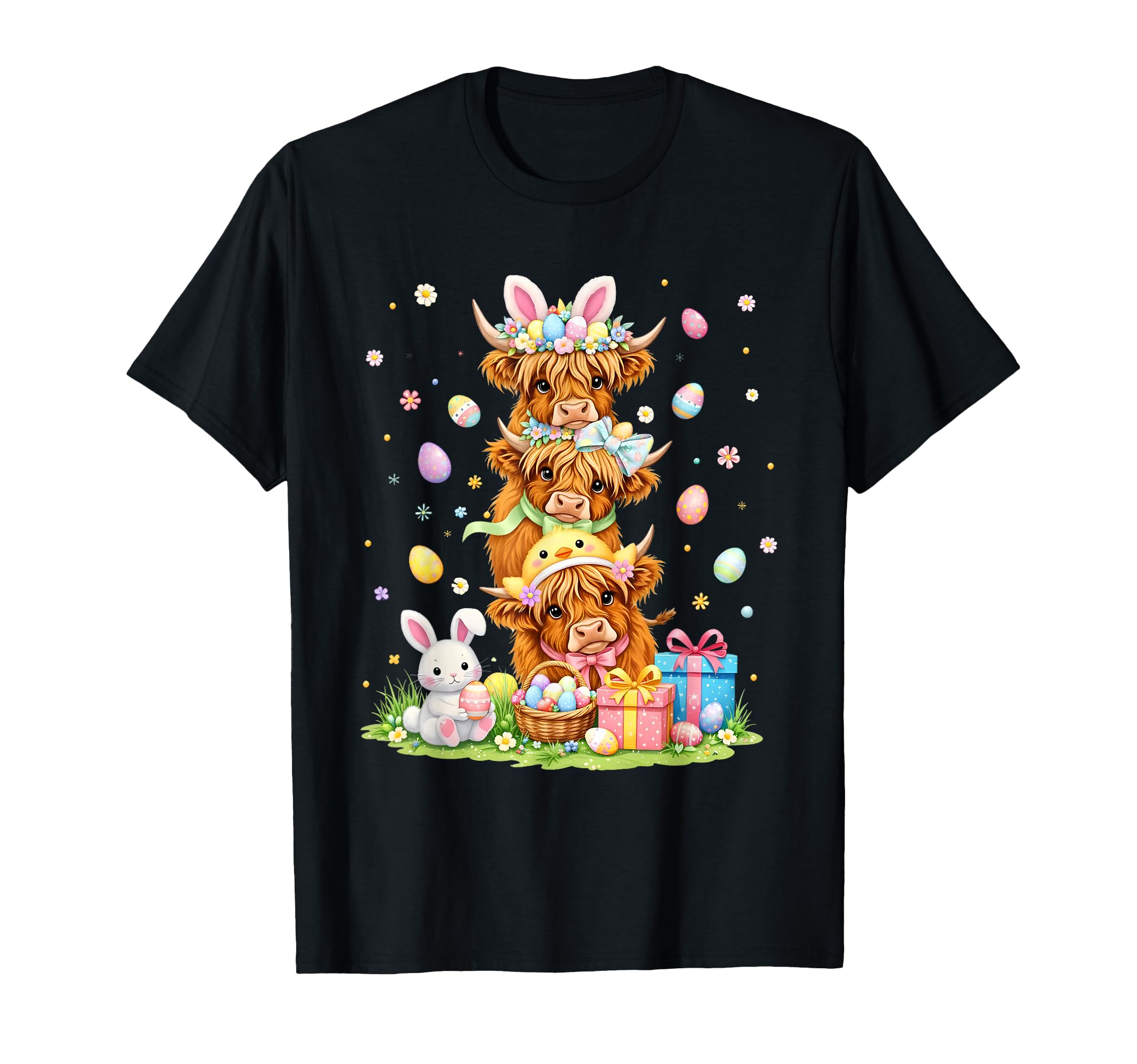 Coquette Western Highland Cow Easter T-Shirt - Streetwear Style Unisex - T-Shirt, Sweatshirt, Hoodie