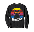 Sunset Distressed Red And Blue Cat Sweatshirt - Custom Art Print Unisex - T-Shirt, Sweatshirt, Hoodie