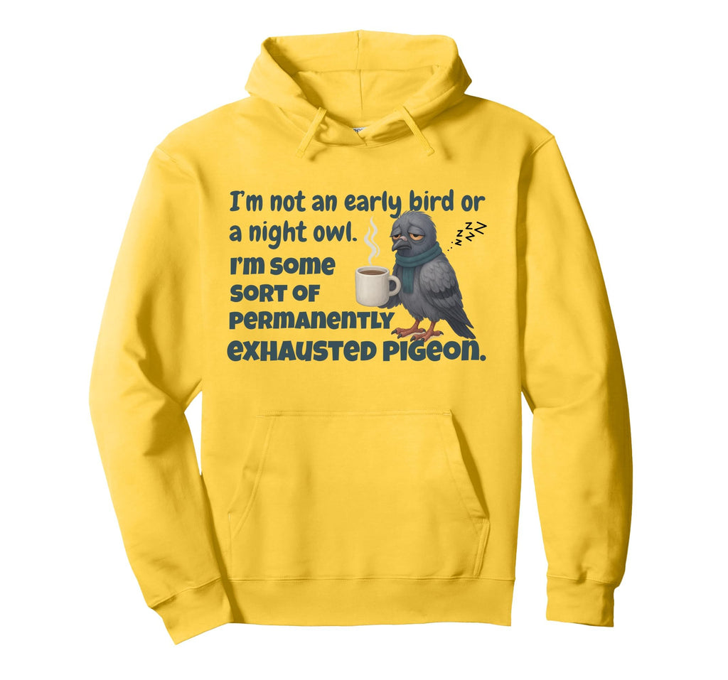 Permanently Exhausted Pigeon Funny Tired Hoodie - Minimalist Print Unisex - T-Shirt, Sweatshirt, Hoodie