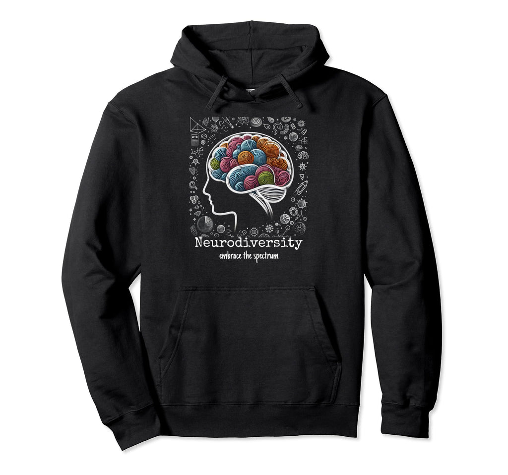 Colorful Rainbow Brain Neurodiversity Hoodie - Trendy Graphic Men Women - T-Shirt, Sweatshirt, Hoodie