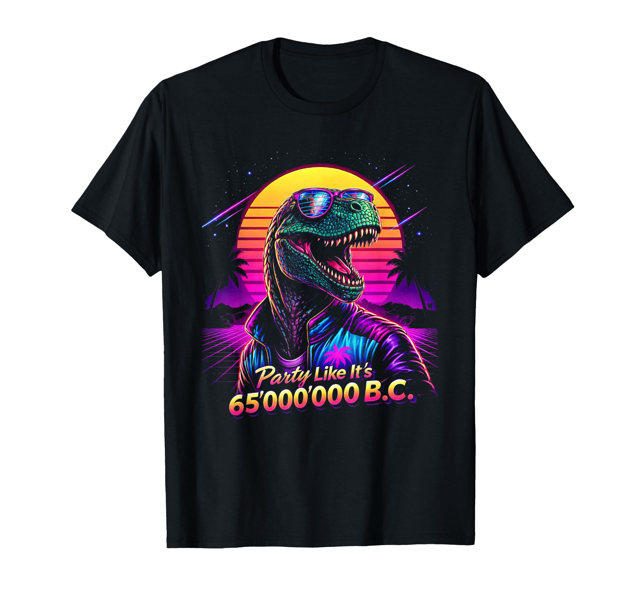 80S Synthwave T Rex Funny T-Shirt - Custom Art Print Men Women - T-Shirt, Sweatshirt, Hoodie