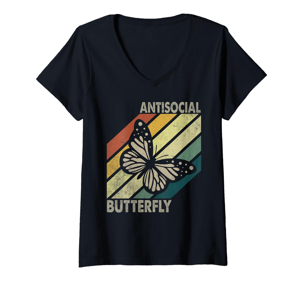 Womens Antisocial Butterfly Gift V T-Shirt - Custom Art Print for Adults - T-Shirt, Sweatshirt, Hoodie