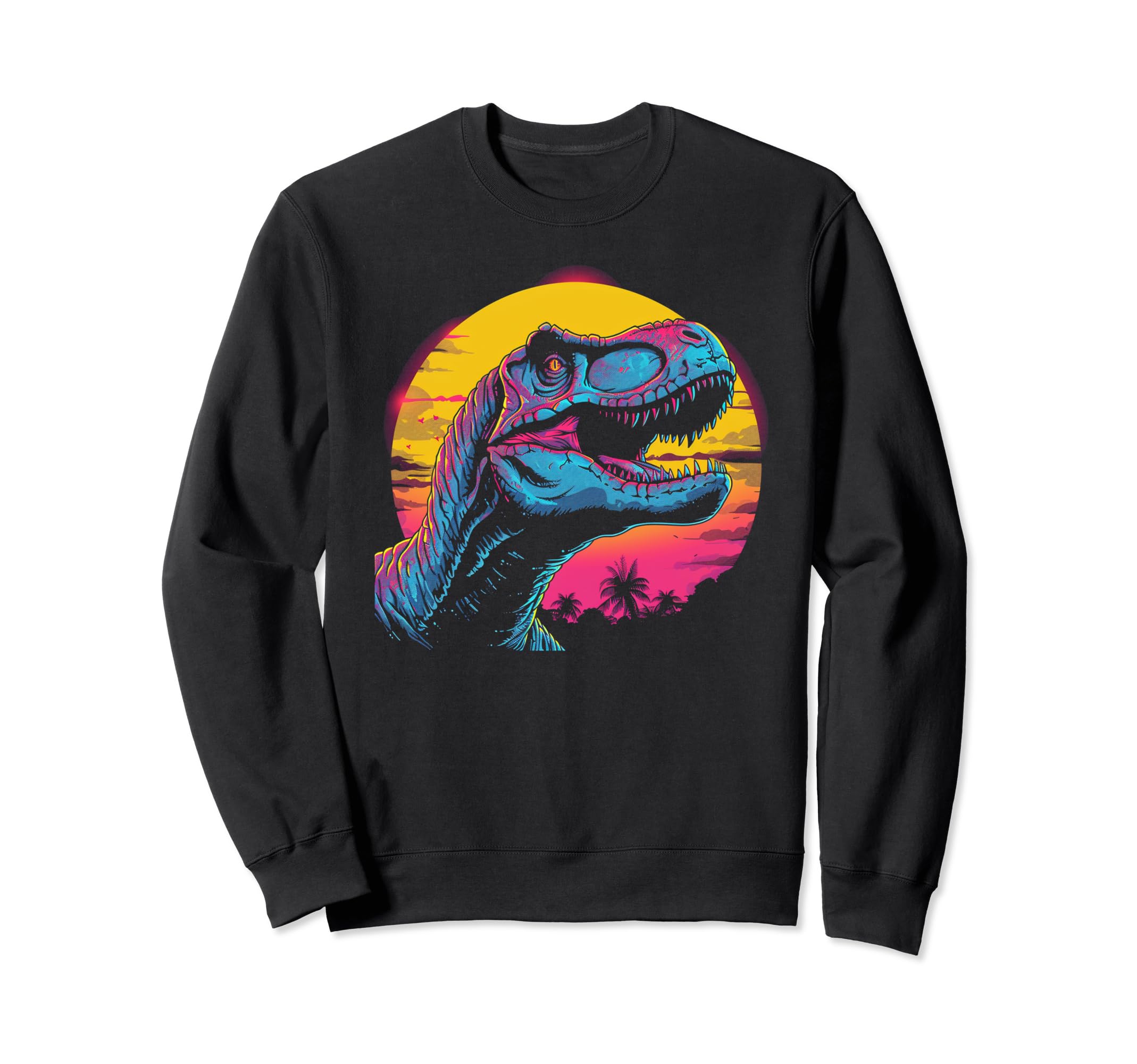 T Rex Dinosaur Vaporwave Synthwave 70S Sweatshirt - Unique Graphic Unisex - T-Shirt, Sweatshirt, Hoodie