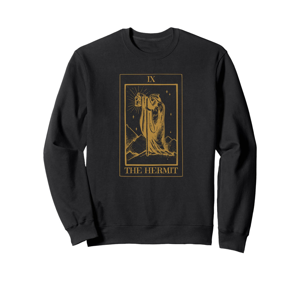 Hermit Tarot Card Ix Line Art Sweatshirt - Minimalist Print Men Women - T-Shirt, Sweatshirt, Hoodie