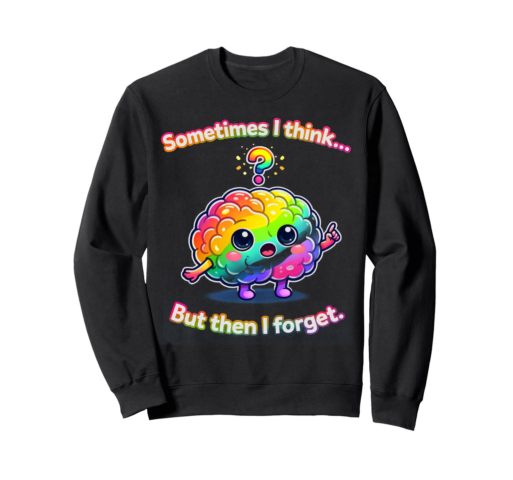 Forgetful Brain Meme Cartoon Kawaii Sweatshirt - Minimalist Print Unisex - T-Shirt, Sweatshirt, Hoodie