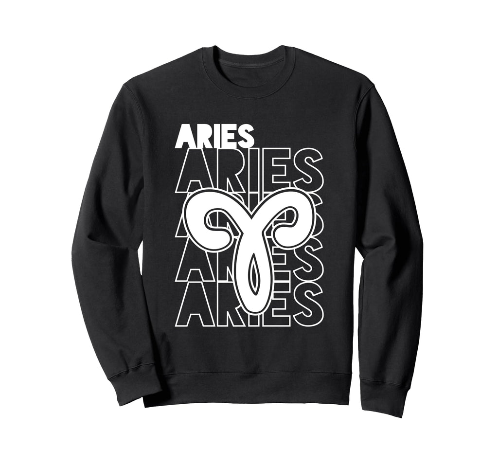 Aries Zodiac Typography Astrology Sweatshirt - Graphic Print Men Women - T-Shirt, Sweatshirt, Hoodie