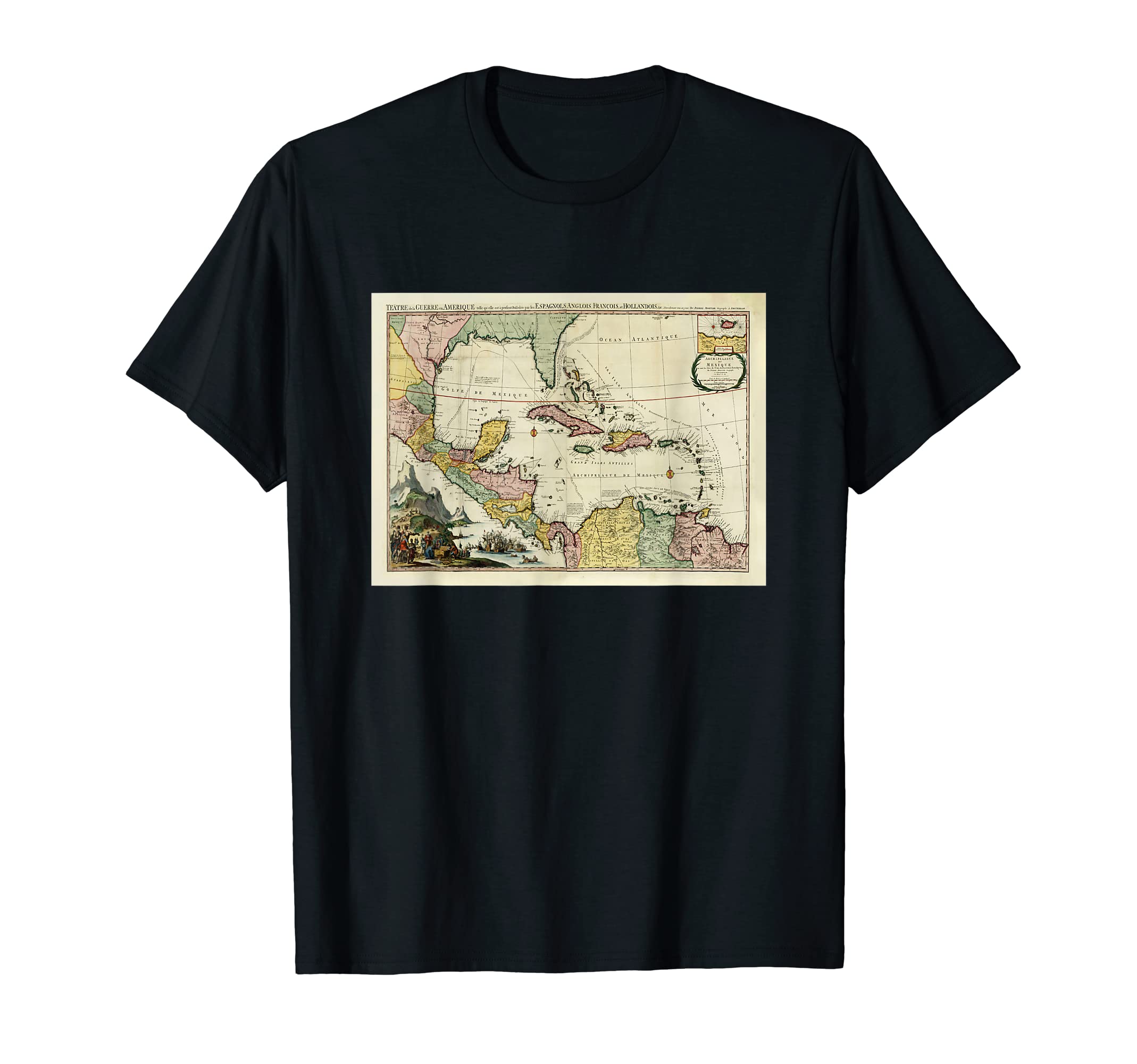 Caribbean Islands Map 1705 T-Shirt - Minimalist Print Unisex - T-Shirt, Sweatshirt, Hoodie