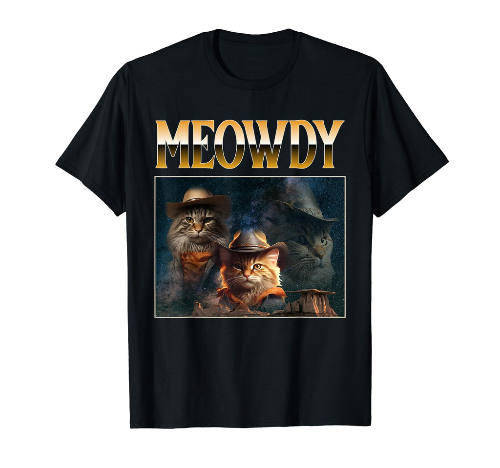 Meowdy Meme Funny Mashup Meow Howdy Cat T-Shirt - Custom Art Print Unisex - T-Shirt, Sweatshirt, Hoodie