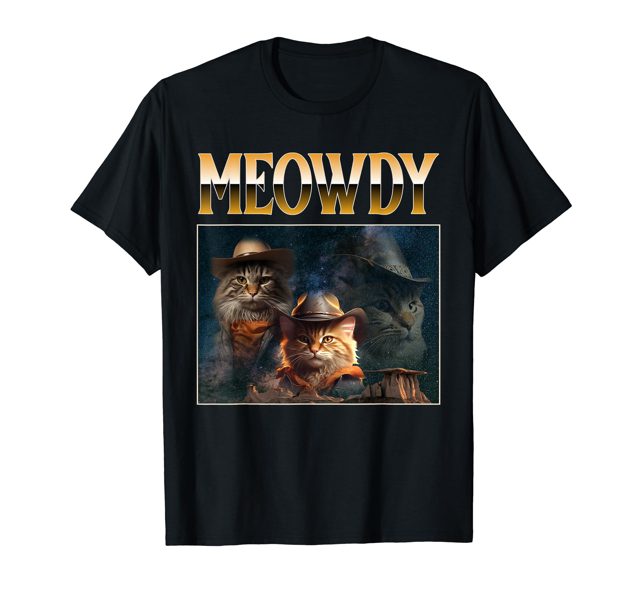 Meowdy Meme Funny Mashup Meow Howdy Cat T-Shirt - Custom Art Print Unisex - T-Shirt, Sweatshirt, Hoodie