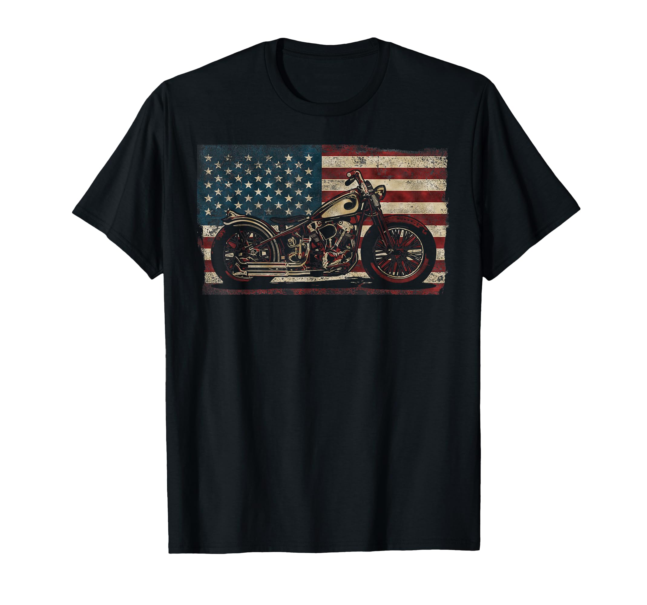 Motorcycle Biker American Flag T-Shirt - Novelty Apparel for Adults - T-Shirt, Sweatshirt, Hoodie