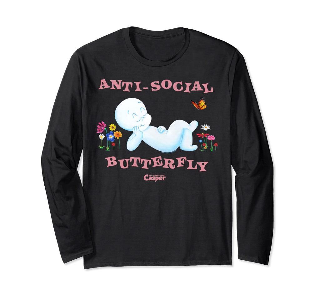 Casper Friendly Ghost Anti Social T-Shirt - Aesthetic Graphic Men Women - T-Shirt, Sweatshirt, Hoodie