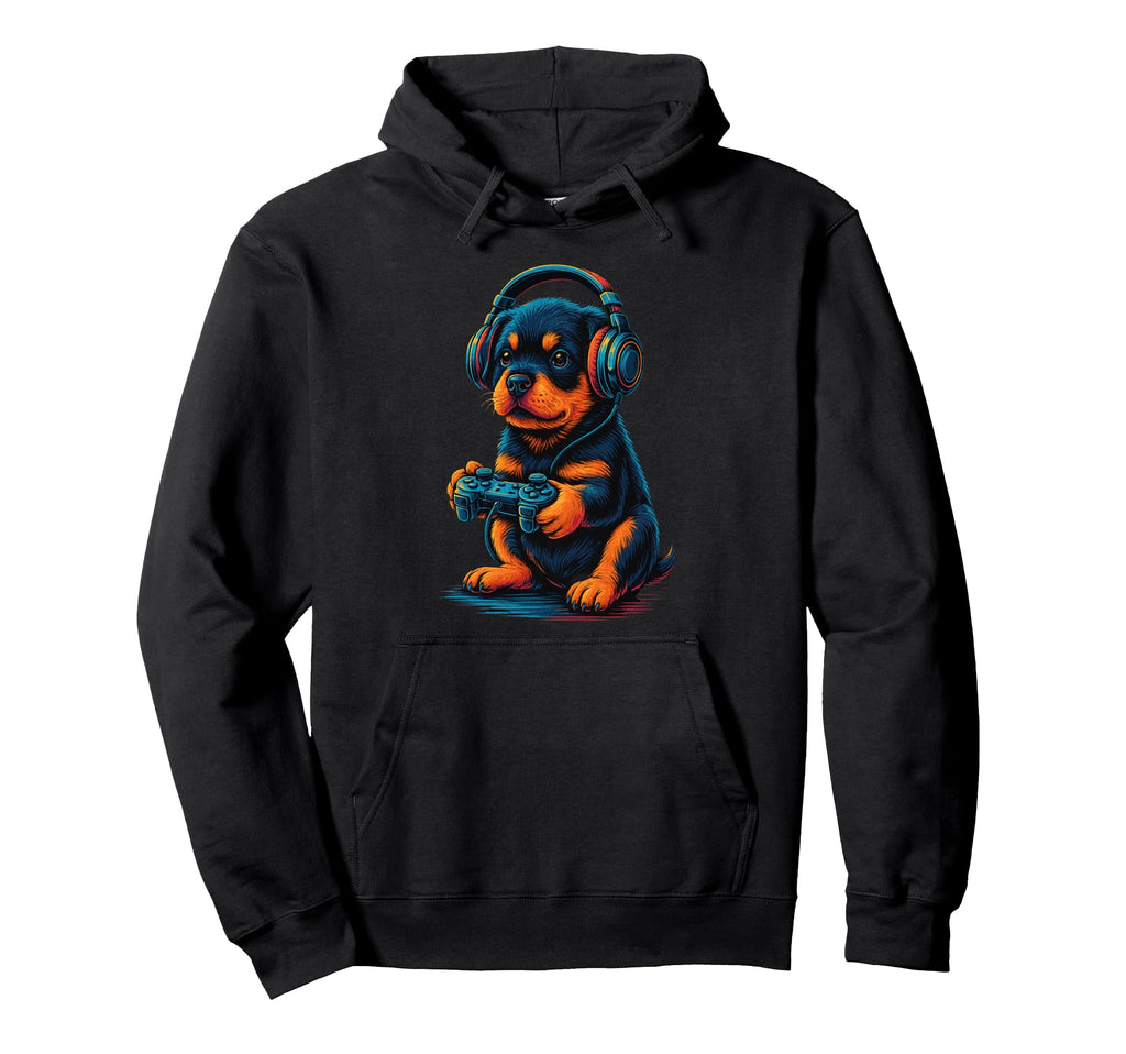 Rottweiler Gamer Gaming Dog Lover Hoodie - Aesthetic Graphic Men Women - T-Shirt, Sweatshirt, Hoodie
