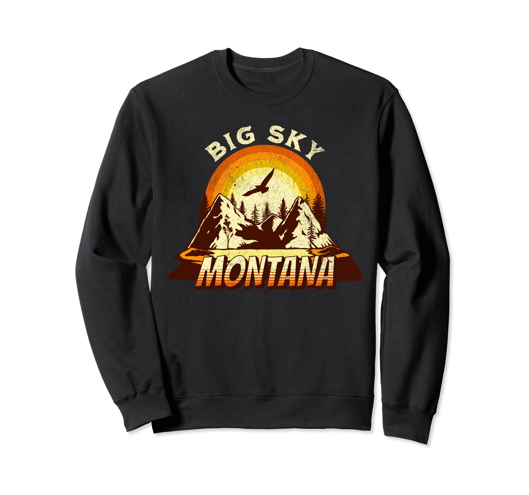 Big Sky Montana Grunge Sunset Sweatshirt - Graphic Print for Adults - T-Shirt, Sweatshirt, Hoodie