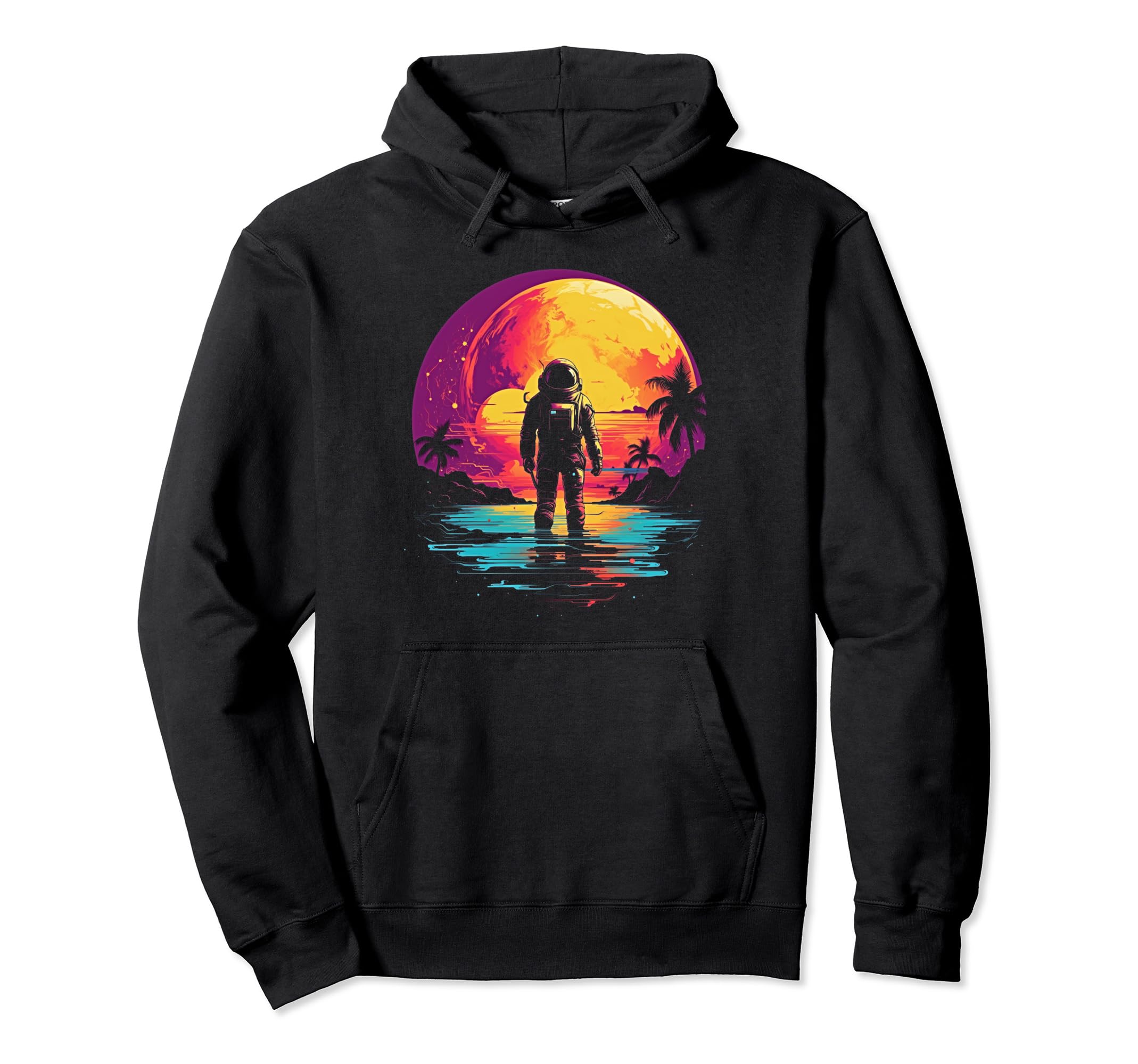 Synthwave Astronaut Cyberpunk 80S Sci Hoodie - Fun Novelty Design Unisex - T-Shirt, Sweatshirt, Hoodie